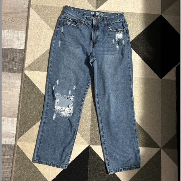 REWASH Distressed Straight Leg Cropped Jeans JUNIOR'S Size 7 - Picture 1 of 9